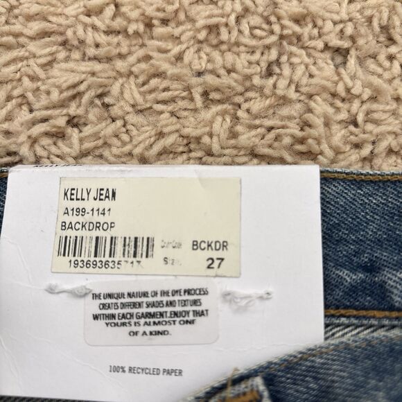 Agolde Kelly Jean Women 27 Blue Backdrop Distressed High-rise Straight Leg NWT - Picture 5 of 8